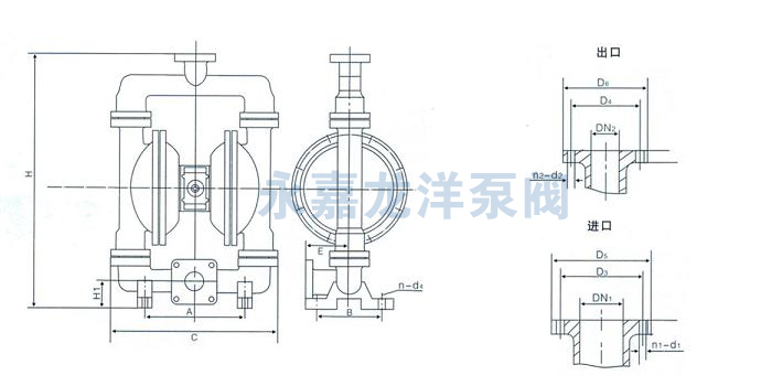 QBY襯氟氣動(dòng)隔膜泵安裝圖 QBY襯氟氣動(dòng)隔膜泵安裝圖